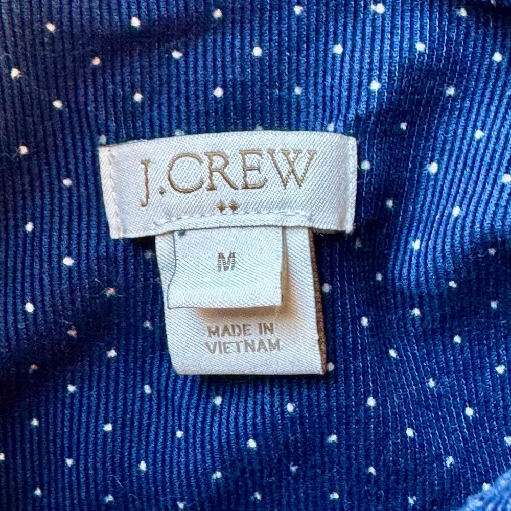 J.Crew Navy Dot Button Front Shirt Dress Cotton Casual Midi‎ - Picture 7 of 12